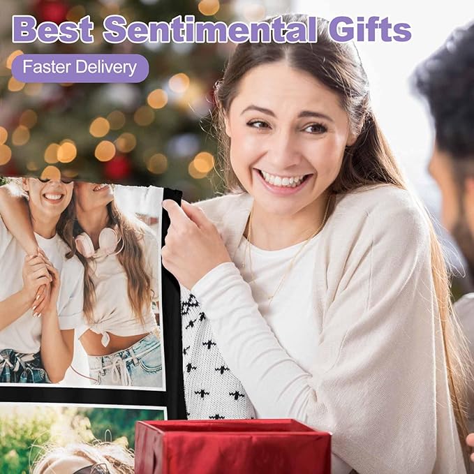Customize Blankets with Photos, 3 Photos Customizable Blanket Personalized Blankets and Throws Best Friend Blanket for Besties BBF Friendship Gifts for Women