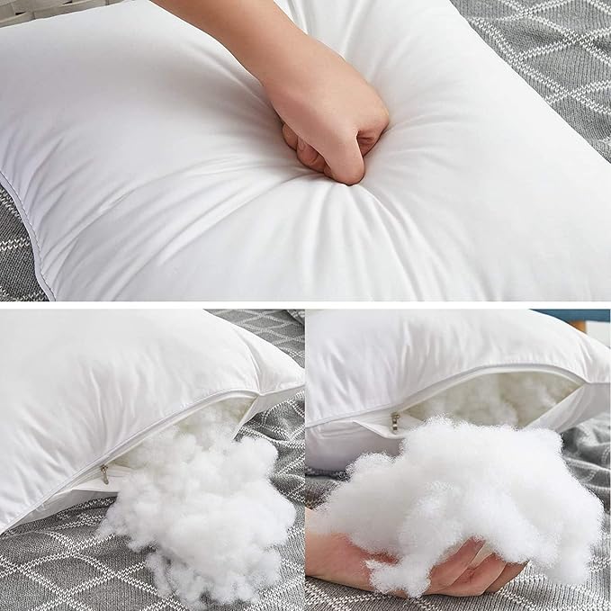 Leeden 18 x 18 Pillow Inserts (Set of 4) - Throw Pillow Inserts with 100% Cotton Cover - 18 Inch Square Interior Sofa Pillow Inserts - Decorative Pillow Insert Pair - White Couch Pillow