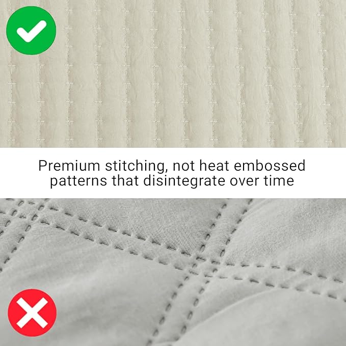 WRENSONGE King Size Quilt-3 Pieces Lightweight Bedspreads Light Oatmeal King Quilt Bedding Set for All Seasons, Soft Summer Coverlet with 2 Pillow Shams Suitable for Bed, Couch, Quilt Blanket