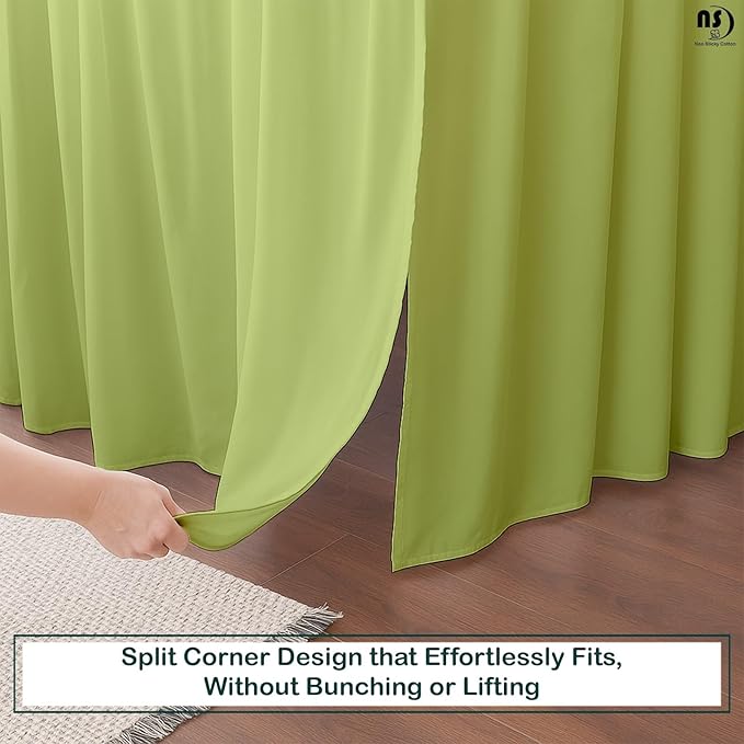 Premium Microfiber Full Ruffled Bed Skirt, 18” Drop with Split Corners, Soft Wrinkle Free Bedskirt with Platform, Solid Sage Dust Ruffle for 54" x 75" Mattress