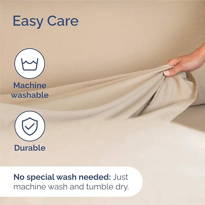 Full 6 Piece Sheet Set - Comfy Breathable & Cooling - Ultra Soft Hotel Luxury Bedding Set with 8-16 Inch Deep Pockets - 1 Flat & 1 Fitted Sheet & 4 Pillowcases - Cozy, Wrinkle Free & Easy Care - Cream