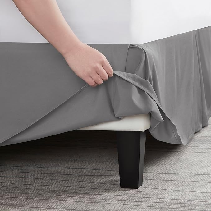 Nestl Grey Bed Skirt King Size - King Bed Skirt 14 Inch Drop - Brushed Microfiber Bed Skirts - Hotel Quality Pleated Bed Skirt - Shrinkage & Fade Resistant