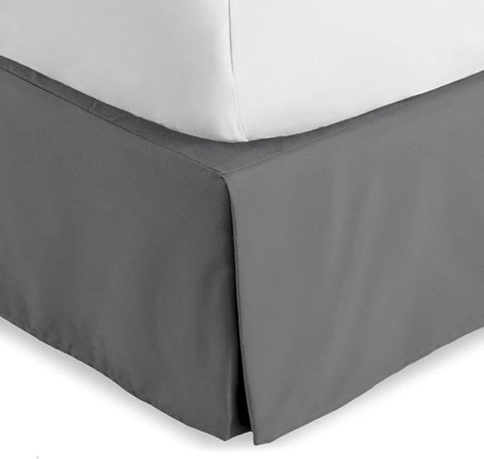 Bare Home Kids Twin Bed Skirt - 15-Inch Tailored Drop Easy Fit - Bed Skirt for Beds - Center & Corner Pleats (Twin, Grey)