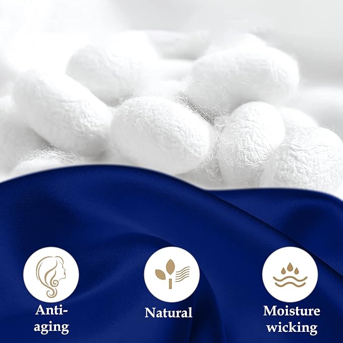 INSSL Silk Pillowcase fr Women, Mulberry SIL Pillowcase for Hair and Skin and Stay Comfortable and Breathable During Sleep(Egyptain Blue,King)