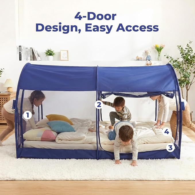 LEEDOR® Bed Tent Dream Tents Bed Canopy Shelter Cabin Indoor Privacy Warm Breathable Pop Up Twin/Full/Queen for Kids and Adult Patent Pending(Mattress Not Included)