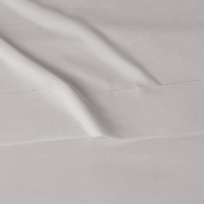 Amazon Basics Lightweight Super Soft Easy Care Microfiber 3-Piece Bed Sheet Set with 14-Inch Deep Pockets, Twin X-Large, Light Grey, Solid