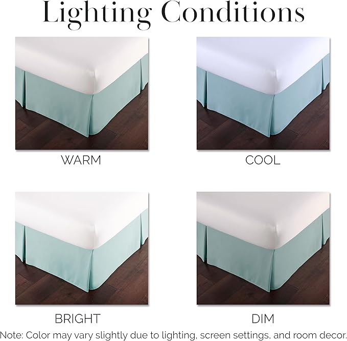 Southshore Fine Living, Inc. Twin Size Bed Skirt - 14" Drop, Luxury Pleated Bed Skirts, Twin Size Bedding Dust Ruffle, Sky Blue