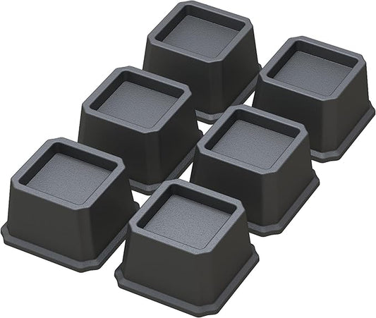 Bed Risers 2 Inch Heavy Duty Bed Elevators, Set of 6 Lifts Up 2000 lbs Furniture Riser for Sofa and Table, Black