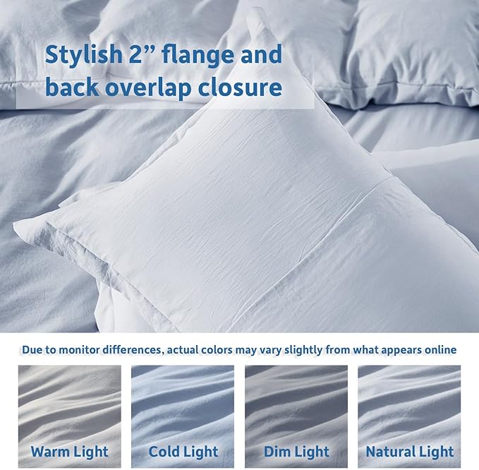 Nestl Ice Blue Duvet Cover King Size - Soft Prewashed King Duvet Cover Set, 3 Piece, with Zipper Closure, 1 Duvet Cover 104x90 inches and 2 Pillow Shams