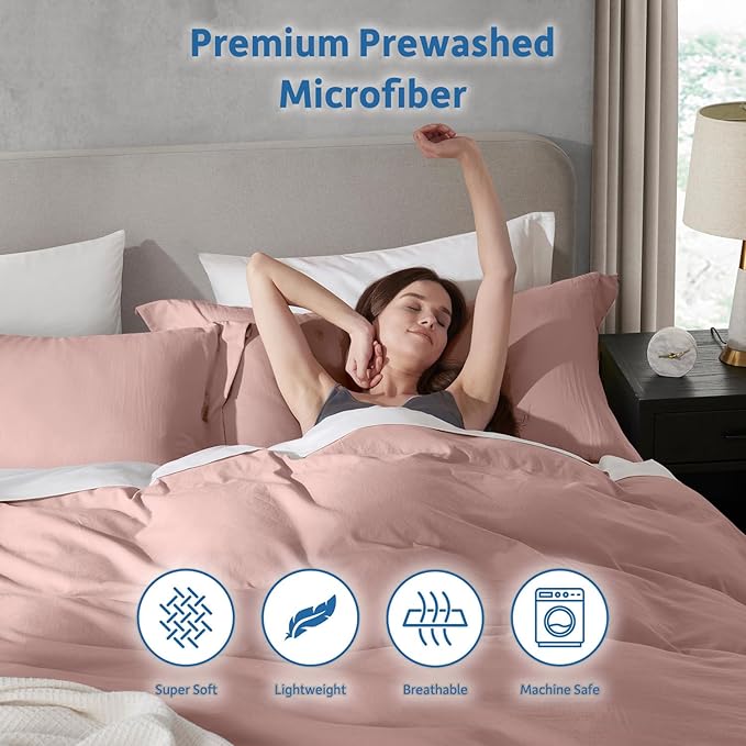 Nestl Blush Pink California King Duvet Cover Sets - Soft Prewashed Cal King Duvet Cover, 3 Piece, with Zipper Closure, 1 Duvet Cover 104x98 inches and 2 Pillow Shams