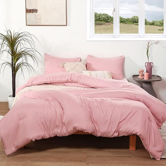ROSGONIA Twin/Twin XL Comforter Set for College Girls Boys Pink, 1 Comforter & 1 Pillowcase, Lightweight Kids Comforter Set All Season Dorm Bedding