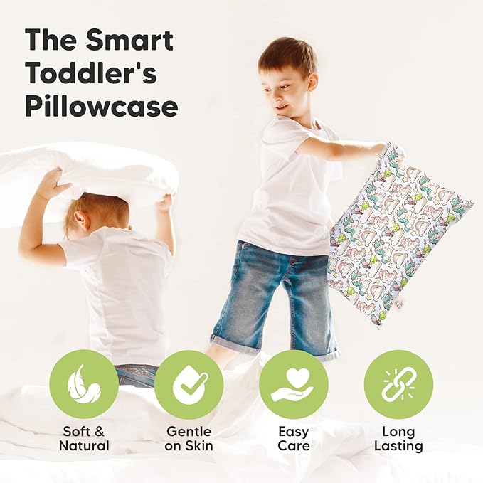 KeaBabies Toddler Pillowcase 13"x18" - Organic Cotton Toddler Pillowcase for Kids,Boys,Girls,Soft & Durable Cotton Cover for Miniature Sleepy Pillows,Cute Colors,Pillow Sold Separately(Unicorn Dreams)