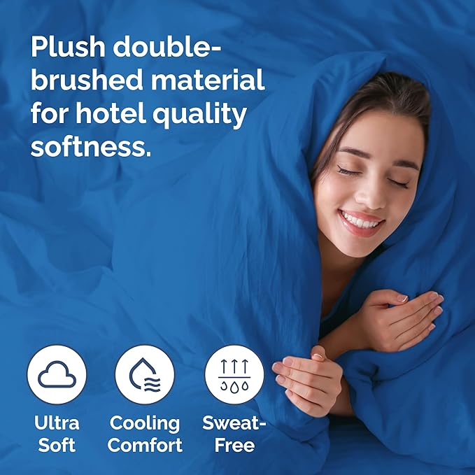 Duvet Cover Cal King Size - Extra Soft Cal King Size Duvet Cover - Lightweight, Breathable & Cozy - Easy Care with Zipper Closures & Ties - 104" x 98" Inches - (Royal Blue) Comforter Not Included