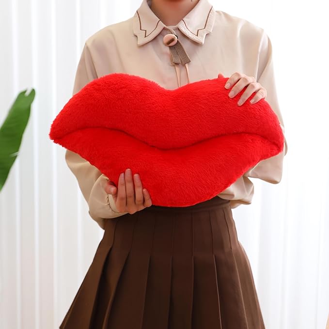 Sexysamba 2 Pack Lip Shaped Car Headrest Pillow, Comfortable Soft Head Rest Cushion Kawaii Car Accessories Cute Car Neck & Seat Pillow for Driving Travelling Office Home Decor - Black Lip