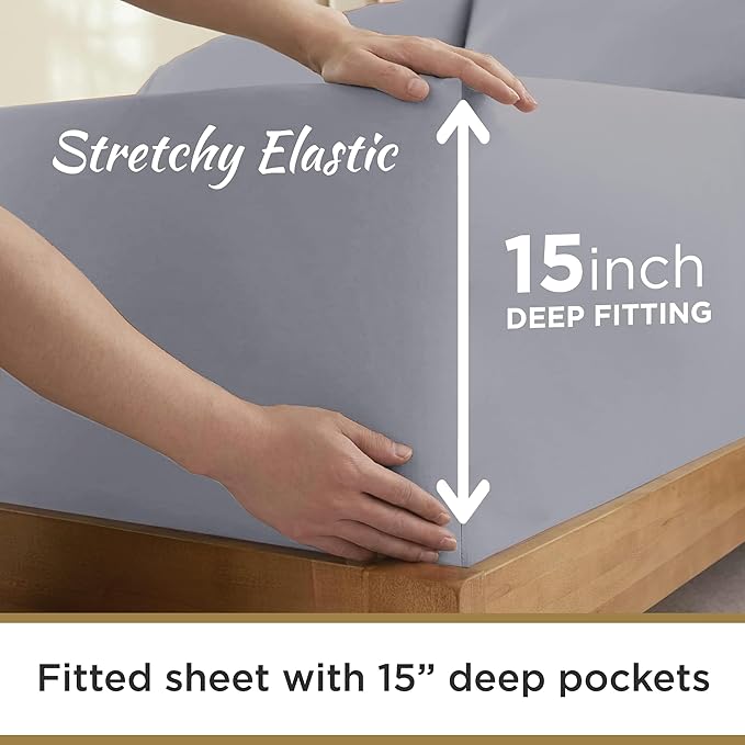 Twin Sheet Set - 1800 Ultra-Soft Microfiber Twin Bed Sheets - Double Brushed - Deep Pockets - Easy Fit – Wrinkle Free - Soft & Comfy 3 Piece Set - Bedding Sheets & Pillowcases (Medium Grey)