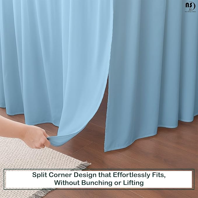 Premium Microfiber Full Ruffled Bed Skirt, 10” Drop with Split Corners, Soft Wrinkle Free Bedskirt with Platform, Solid Light Blue Dust Ruffle for 54" x 75" Mattress