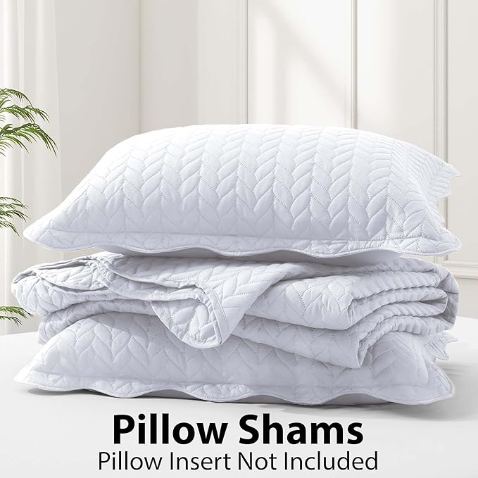 IR Imperial Rooms Queen Quilt Bedding Set (90" x 96") - Bulk Pack of 10 Wholesale for Hotels, Guest Bedroom & Airbnbs - Lightweight Microfiber Reversible Embossed Quilts Bedspreads (White)