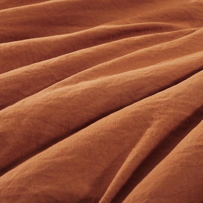 WRENSONGE Twin Comforter Set- 5 Pieces Burnt Orange Bed in a Bag, All Season Twin XL Bedding Sets with 1 Fitted Sheet, 1 Flat Sheet, 1 Pillow Sham and 1 Pillowcase