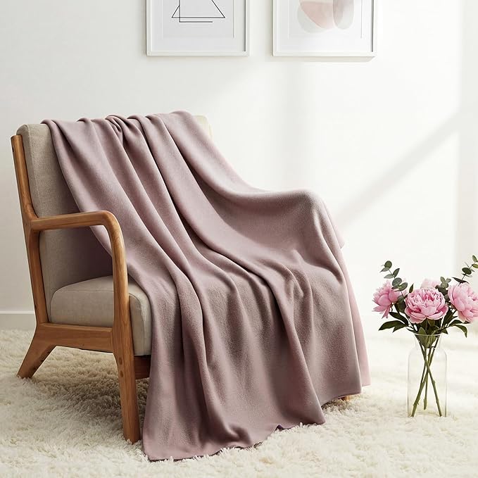Kinlop Fleece Blanket Bulk 60 x 50 Inch Soft Lightweight Fleece Cozy Blanket Warm Throw Plush Pet Throw for Bed Couch Sofa Home Office Wedding Gifts Travel Camping(Pink Rose,40 Packs)