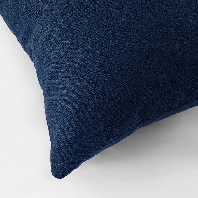 AMBERIS 2 Pillowcases (45×45cm)(Without Insert) Dark Blue, Imitation Linen Decorative 2 Pillowcases (Without Insert) for Home Hotel