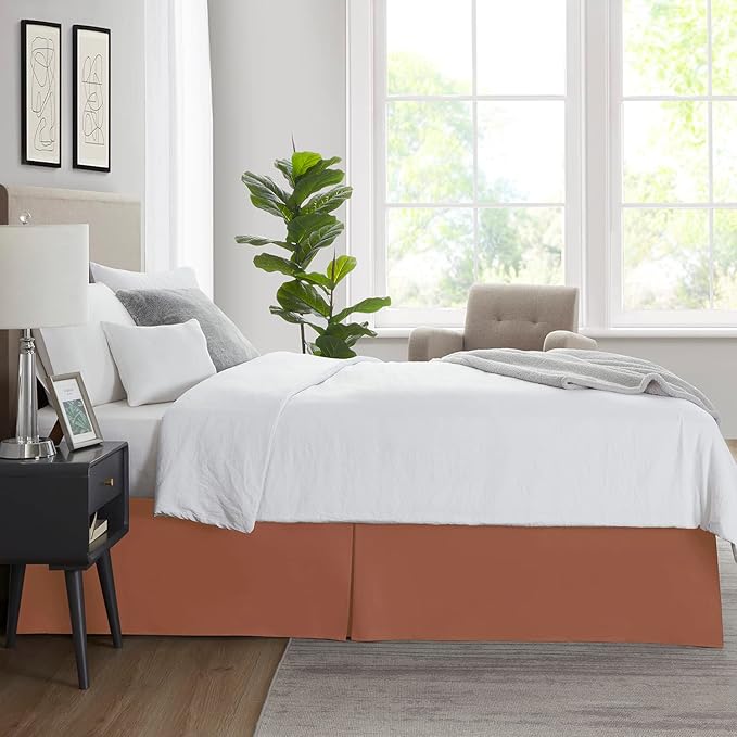 Nestl Rust Full Bed Skirt - Full Size Bed Skirt 14 Inch Drop - Brushed Microfiber Bed Skirts - Hotel Quality Pleated Bed Skirt - Shrinkage & Fade Resistant