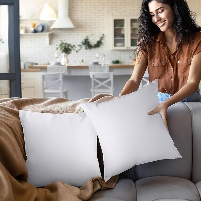 Covers & All Throw Pillow Inserts Only Pack of 2, Durable Soft Square 20 x 20 Inches 65 GSM Non-Woven Fabric with 15D Silicon Fiber Filling, Universal uses for Home Decor Office Indoor Outdoor