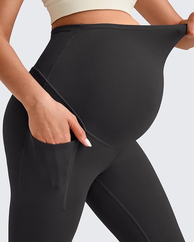 G4Free BareFeel Maternity Leggings with Pockets Over The Belly Stretchy Workout Yoga Pregnancy Pants