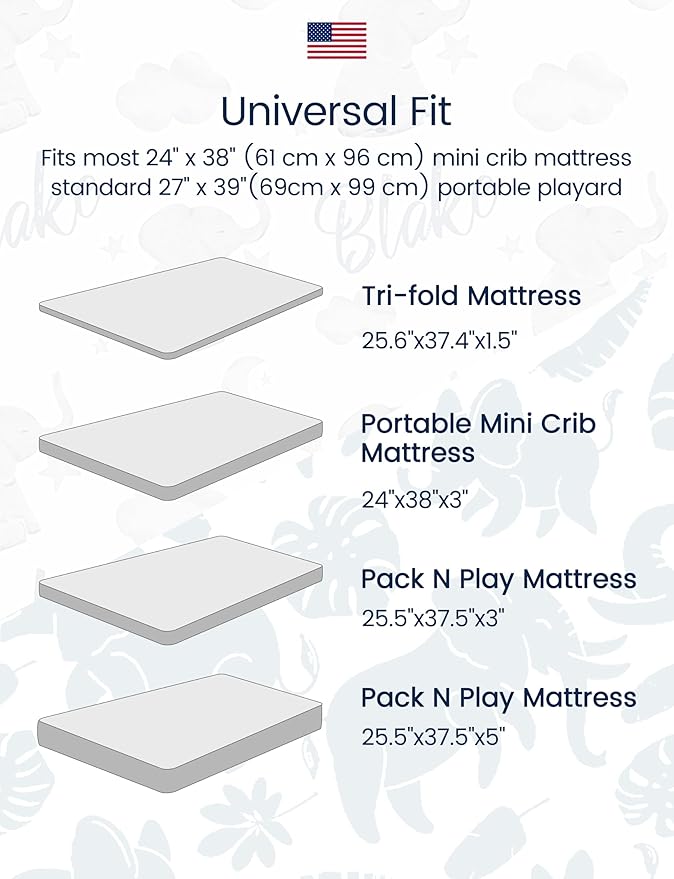 Graco Pack and Play Sheets - Fitted, Hypoallergenic Mini Crib Sheets - Boy - Zoo Safari & Sea Animals - 2 Pack