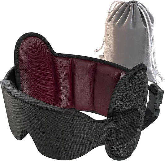 Upgraded Travel Pillow, Airplane Head Strap for All Heights, 360° Head Support, Airplane Pillow with 3D Sleep Mask, Light Blocking, Long Flights Essentials Headrest, Stop Bobblehead, Red