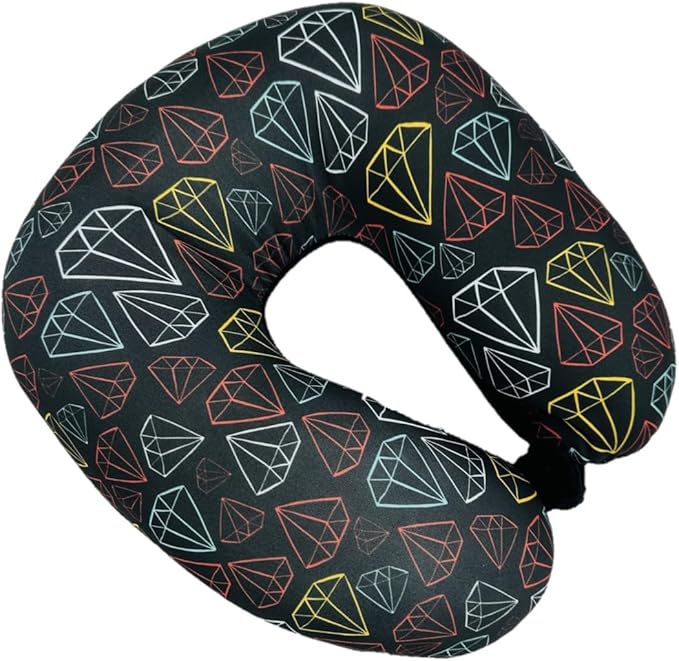 Bookishbunny U Shaped Micro Beads Microbead Neck Head Support Travel Pillow, 12"x12"x4" (Diamond)