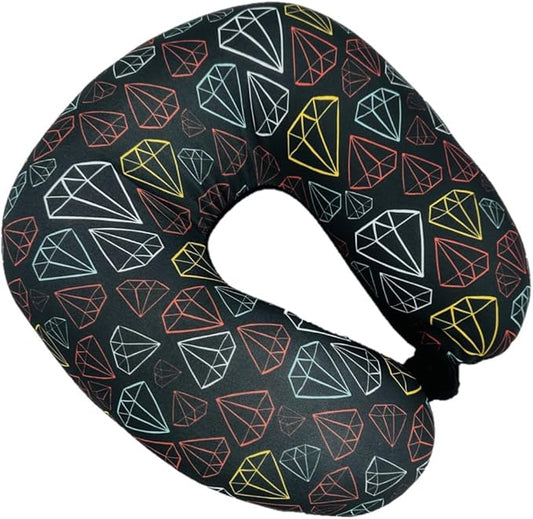 Bookishbunny U Shaped Micro Beads Microbead Neck Head Support Travel Pillow, 12"x12"x4" (Diamond)