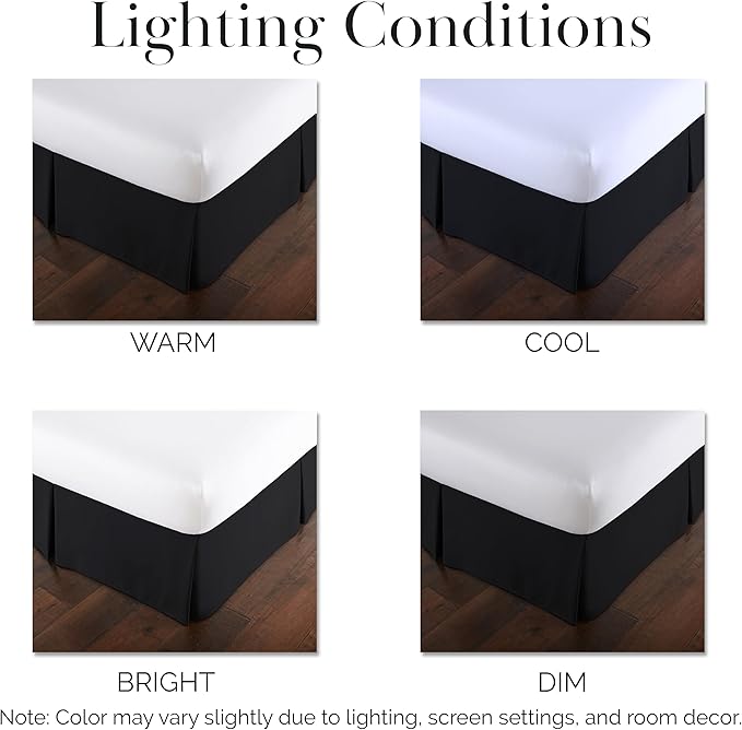 Southshore Fine Living, Inc. Twin Bed Skirt - 14" Drop, Luxury Pleated Bed Skirts, Twin Size Bedding Dust Ruffle, Twin Bed Skirting, Black
