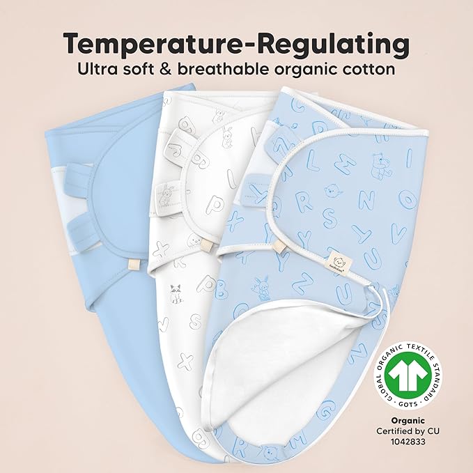 Baby Swaddle Sleep Sacks with Zipper - 3-Pack Swaddles for Newborns 0-3 Months, Infant, Baby Girls, Boys, Soft & Durable Newborn Sleep Sack, Easy Diaper Change Swaddling Blanket (ABC Land Cloud, OS)