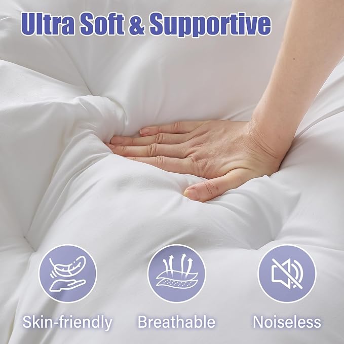 WhatsBedding 4 Inch Memory Foam Mattress Topper Twin for Back Pain Relief, Filled with Breathable Gel Memory Foam, Fluffy Comfort Supportive Pillow Top Mattress Topper, 75x39x4in