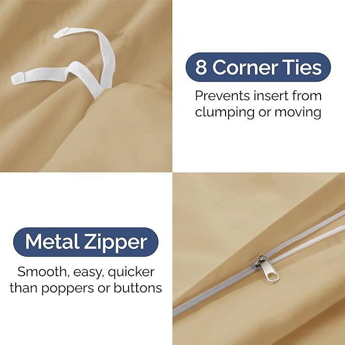 Duvet Cover King Size - Extra Soft King Size Duvet Cover - Lightweight, Breathable & Cozy - Easy Care & Fade Free with Zipper Closures & Ties - 104" x 90" Inches - (Beige) Comforter Not Included