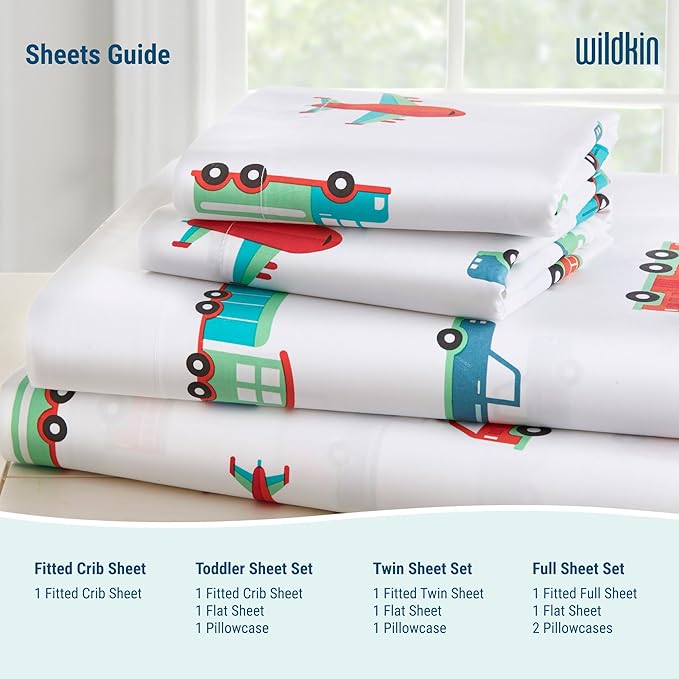 Wildkin 100% Cotton Toddler Sheet Set – Soft & Cozy Bed Sheets - Strawberry Patch