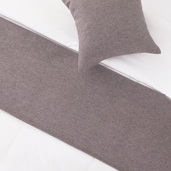 AMBERIS Bed Runner Light Grey, Imitation Linen Decorative Bed Scarf for Home Hotel (Pillowcases Sold Separately)