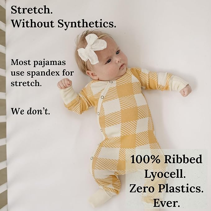 Fifi & Ry 100% Lyocell from Bamboo Baby Pajamas, Ribbed & Breathable – Gentle on Sensitive Skin, Unisex Convertible Footie