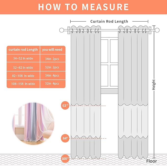 XiDi Curtains for Girls Bedroom 84 inches Length Kids Room Unicorn Princess Theme Home Decor Grey/Pink/Purple, W34 X L84 2 Panels