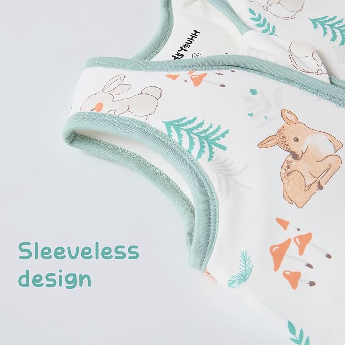 Baby Sleeping Bag 2.5 TOG Cotton Winter Sleep Sack for Newborn babies, Unisex Baby Wearable Blanket with Animal Patterns, Deer, L