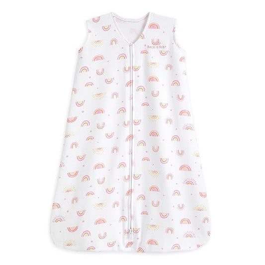 HALO SleepSack, 100% Cotton Wearable Blanket, Swaddle Transition Sleeping Bag, TOG 0.5, Sunshine Rainbows, Small, 0-6 Months