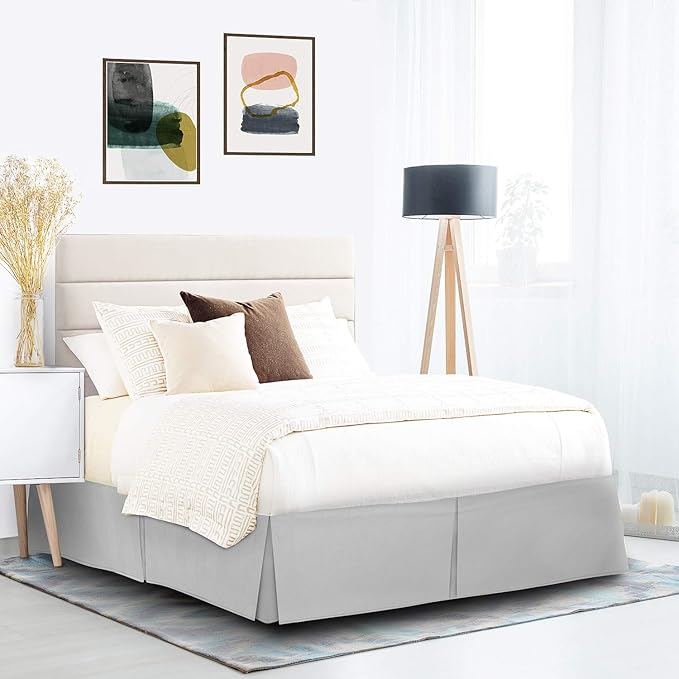 Nestl Silver Twin XL Bed Skirt - Twin XL Size Bed Skirt 14 Inch Drop - Brushed Microfiber Bed Skirts - Hotel Quality Pleated Bed Skirt - Shrinkage & Fade Resistant