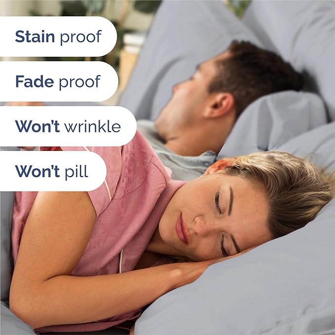 Split King 7 Piece Sheet Set - Comfy Breathable & Cooling - Soft Hotel Luxury Bedding Set with 8-16 Inch Deep Pockets - 1 Flat & 2 Fitted Sheet & 4 Pillowcases - Wrinkle Free & Easy Care - Steel Blue
