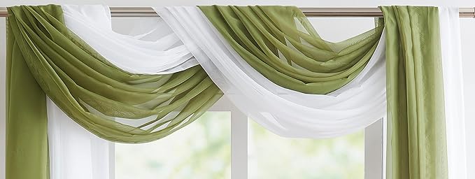 Warm Home Designs Set of 2 White & Sage Green Canopy Bed Curtains in 55 x 216 Inch Size. 2 Queen Bed Canopy Curtains Can Be Turned Into Kids Bed Tent or Bed Canopy for Girls. BE White & Sage 216"
