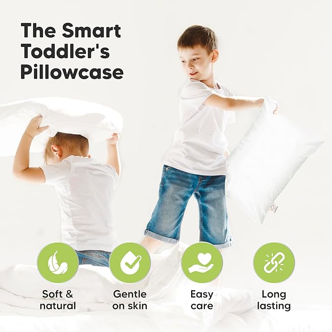 KeaBabies 14x20 Toddler Pillowcase, 1-Pack Waterproof - Soft Waterproof Toddler Pillow Protector Cover for Kids, Boys, Girls, Durable Machine Washable, Jumbo Travel Pillow Sold Separately (Soft White)