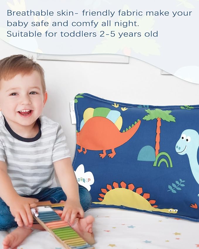 ALVABABY Toddler Pillowcases 2 Pack Organic Cotton Kids Pillow Cover Fit 13"x 18" or 12"x16" Envelope for Girl Boy Sleepy Travel