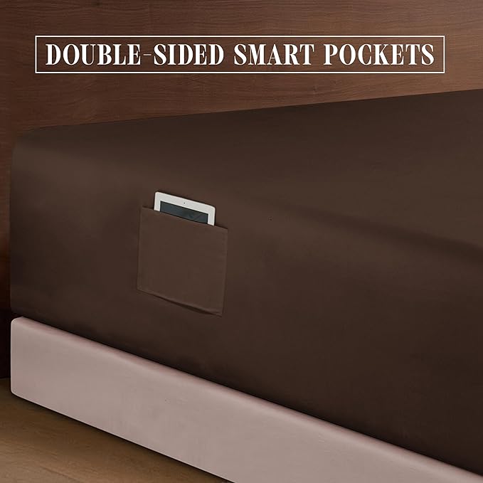 Elegant Comfort Luxurious 1500 Premium Hotel Quality Microfiber 4-Piece Sheet Set, 18-24 Inches Deep - Extra Deep Pocket Sheets - Ultra Soft 4PC Deep Pocket Sheets, California King, Chocolate Brown