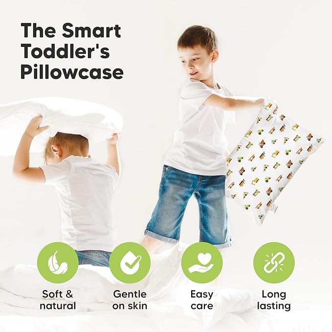 KeaBabies Toddler Pillowcase 13x18 – 2-Pack Organic Cotton Toddler Pillowcase for Kids, Boys, Girls, Soft & Durable Cotton Cover for Miniature Sleepy Pillows,Cute,Pillow Sold Separately (Construction)