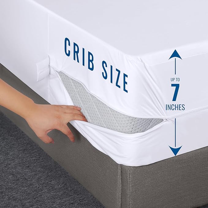 Utopia Bedding Mattress Protector Zippered Crib Size (Pack of 2), 100% Waterproof Bed Bug and Dust Mite Proof Mattress Encasement, Absorbent 6 Sided Mattress Cover