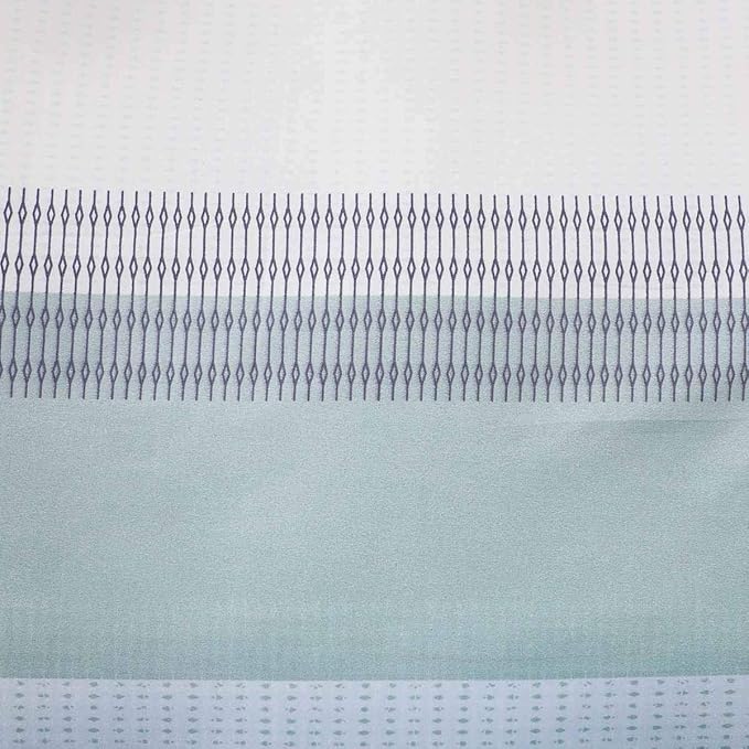 Nanko Duvet Cover Set Full Size 3pc 80x90 Gray Mint Green Striped Pattern Printed Luxury Microfiber Comforter Quilt Bedding Cover with Zipper Closure Ties - Modern for Men and Women Chambray